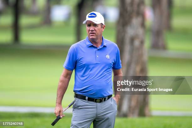 Scott Hend of Australia reacts during the third round of the Hong Kong Open at Hong Kong Golf Club on November 11, 2023 in Hong Kong, China.
