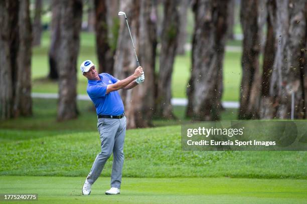 Scott Hend of Australia plays an approach shot during the third round of the Hong Kong Open at Hong Kong Golf Club on November 11, 2023 in Hong Kong,...