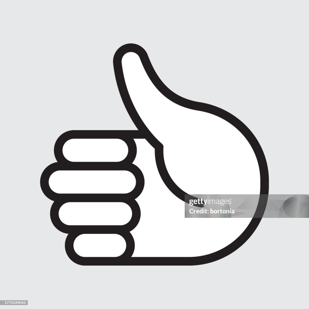 Hand Icon with White Fill - Editable Stroke