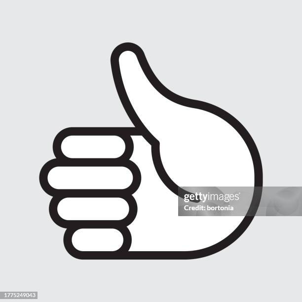 hand icon with white fill - editable stroke - thumb emoji stock illustrations