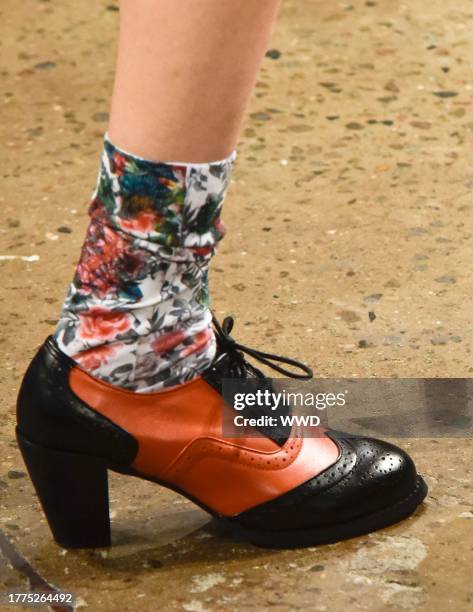 Model on the catwalk, shoe detail