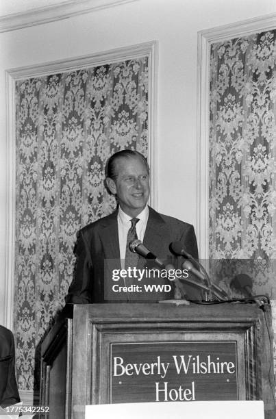 Prince Philip, Duke of Edinburgh, attends an event, presented by Shakespeare's Globe Foundation at the Beverly Wilshire Hotel in Beverly Hills,...