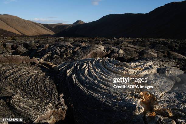 Lava field formed after the 2021 eruption of the Fagradalsfjall volcano. The site is located a few kilometers from Grindavik. Iceland is preparing...