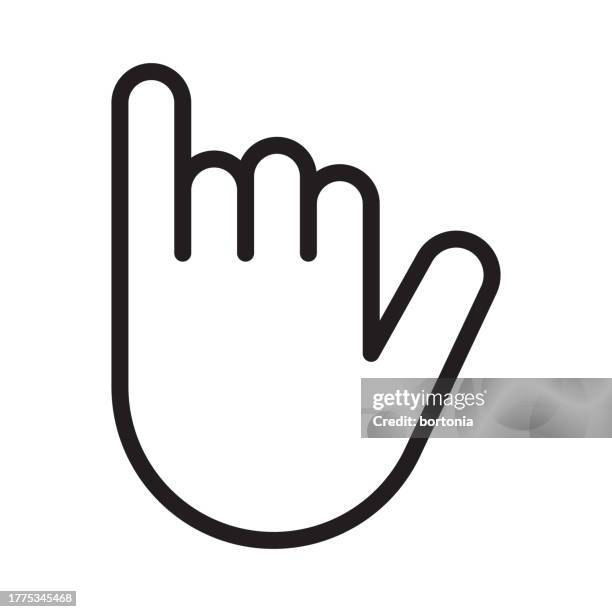 hand-symbol für dünne linien - bearbeitbarer strich - kleiner finger stock-grafiken, -clipart, -cartoons und -symbole