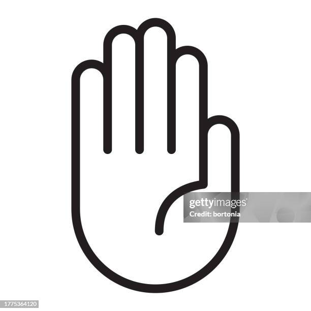 hand thin line icon - editable stroke - stop gesture stock illustrations