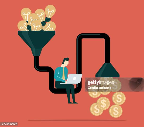 businessman - financial intelligence - funnel stock illustrations