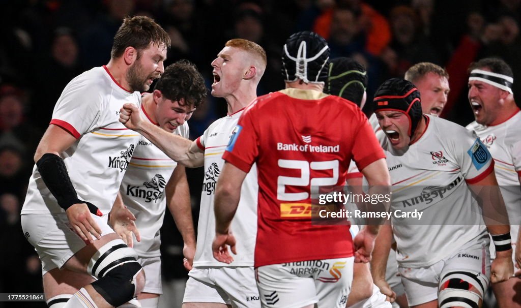 Ulster Rugby Rugby Ruck Belfast , United Kingdom - 10 November 2023; Ulster players, from ...
