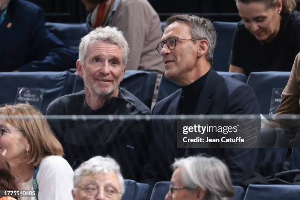 Denis Brogniart and Julien Courbet attend the semifinals on day 6 of the Rolex Paris Masters 2023, ATP Masters 1000 at Accor Arena, POPB Paris Bercy...