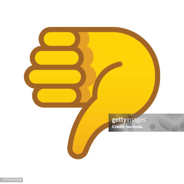 ilustrações de stock, clip art, desenhos animados e ícones de hand icon - editable stroke - polegar para baixo