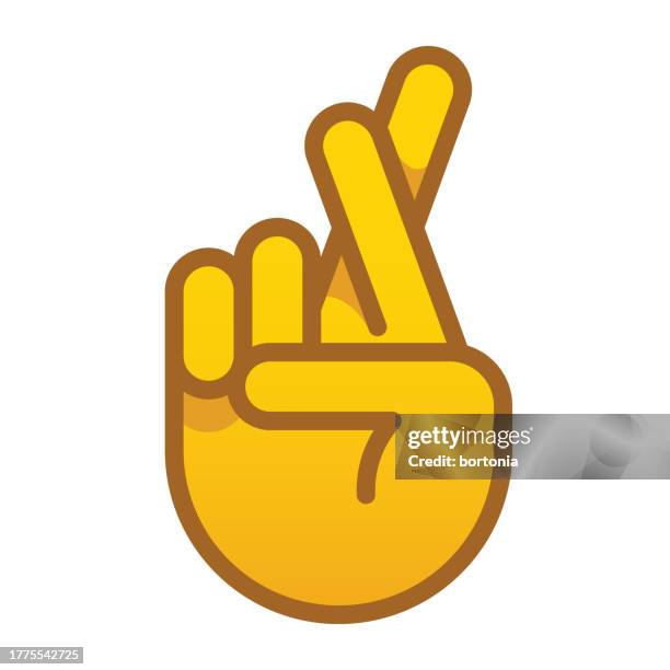 hand icon - editable stroke - fingers crossed stock illustrations