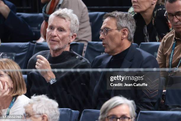 Denis Brogniart and Julien Courbet attend the semifinals on day 6 of the Rolex Paris Masters 2023, ATP Masters 1000 at Accor Arena, POPB Paris Bercy...