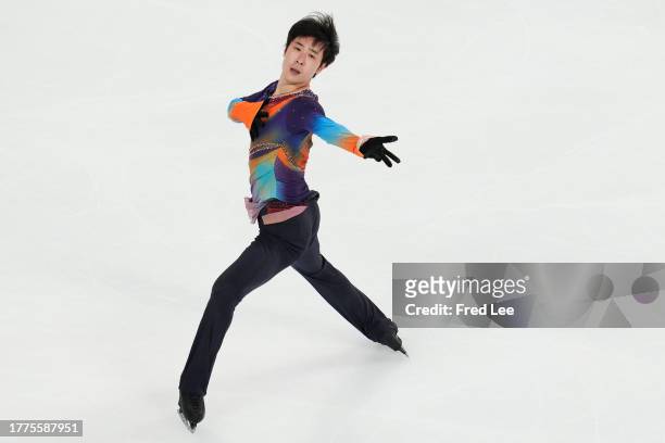 Boyang Jin of China performs during the Men's Free Skating on day two of the ISU Grand Prix of Figure Skating Cup of China at Huaxi Sports Center on...