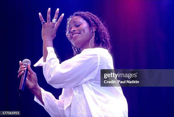 Demaree Singer British singer Des'Ree performs on stage, Chicago, Illinois, August ...
