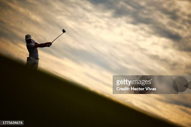 Camilo Villegas of Colombia plays a shot on the 14th hole during the third round of the World Wide Technology Championship at El Cardonal at Diamante...