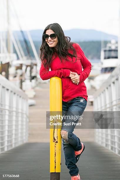 Adriana De Moura of "Real Housewives of Miami" visits a capture site of the orcas she's fighting to free on August 23, 2013 in San Juan Islands,...