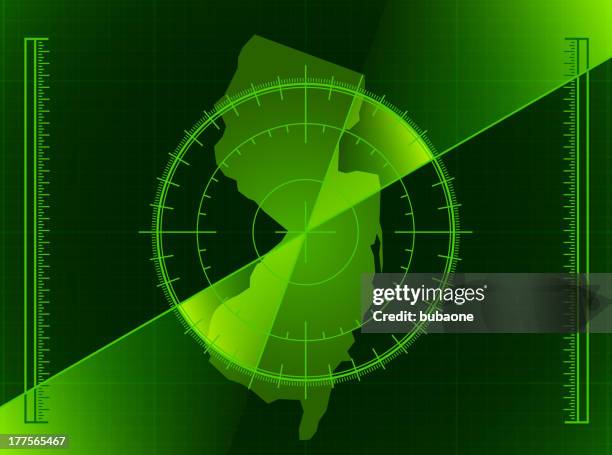 green radar screen and new jersey state map - night vision stock illustrations