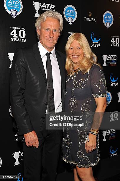 Former professional tennis player Bjorn Borg and wife Patricia Ostfeldt attend the ATP Heritage Celebration at The Waldorf=Astoria on August 23, 2013...