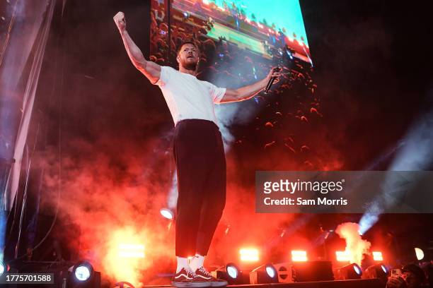 Singer Dan Reynolds of Imagine Dragons performs during SEMA Fest at the Las Vegas Festival Grounds on November 04, 2023 in Las Vegas, Nevada.