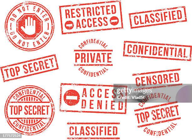 ilustraciones, imágenes clip art, dibujos animados e iconos de stock de sellos de goma de alto secreto - right to privacy