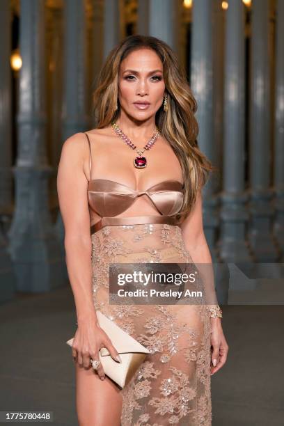 Jennifer Lopez, wearing Gucci, attends the 2023 LACMA Art+Film Gala, Presented By Gucci at Los Angeles County Museum of Art on November 04, 2023 in...
