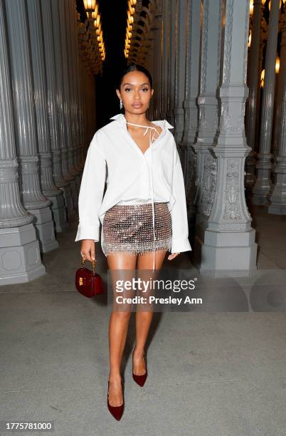 Yara Shahidi, wearing Gucci, attends the 2023 LACMA Art+Film Gala, Presented By Gucci at Los Angeles County Museum of Art on November 04, 2023 in Los...