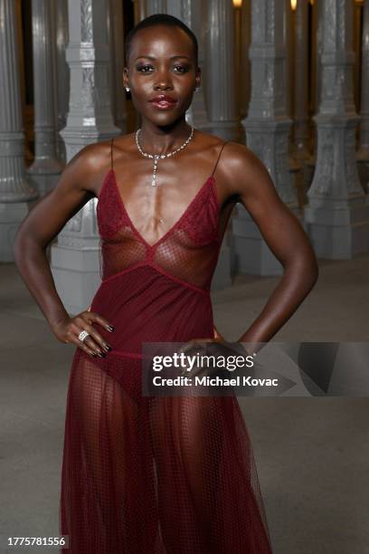 Lupita Nyong'o, wearing Gucci, attends the 2023 LACMA Art+Film Gala, Presented By Gucci at Los Angeles County Museum of Art on November 04, 2023 in...