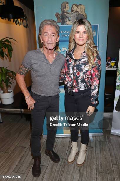 Peter Maffay and Hendrikje Balsmeyer during a signing session at Bergedorf shopping mall on November 11, 2023 in Hamburg, Germany.
