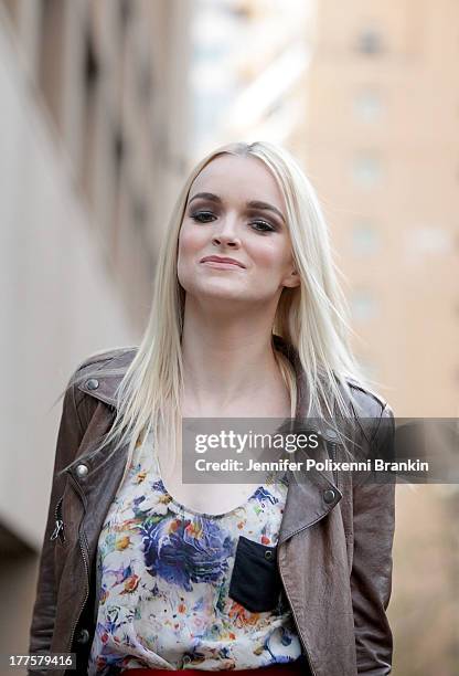 Model prepares on the rooftop backstage ahead of the Kardashian Kollection show during Mercedes-Benz Fashion Festival Sydney 2013 at Sydney Town Hall...