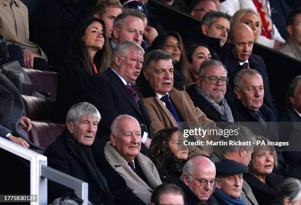 Sir Alex Ferguson and Sam Allardyce in the stands during the Premier League match at Old Trafford, Manchester. Picture date: Saturday November 11,...