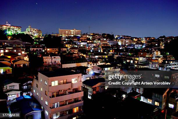 yokohama rooftops at night - 2010 stock pictures, royalty-free photos & images