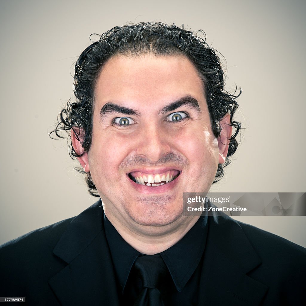 Young black curly hair man smiling portrait