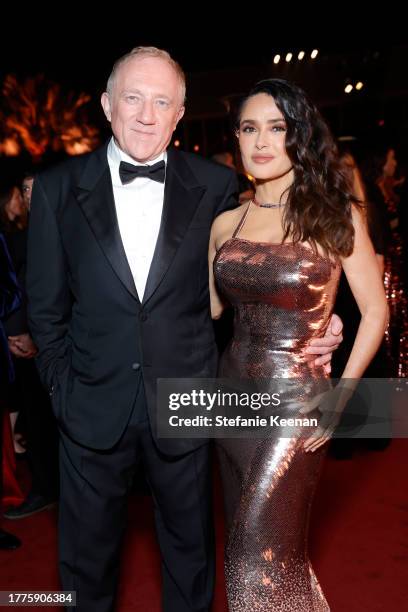 Kering CEO and Chairman François-Henri Pinault and Salma Hayek, wearing Gucci, attend the 2023 LACMA Art+Film Gala, Presented By Gucci at Los Angeles...