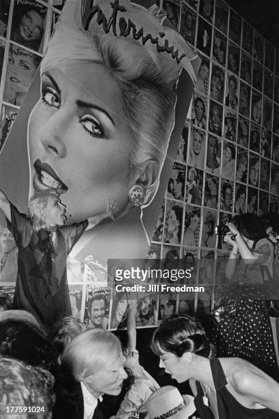 Singer Debbie Harry poses for a photographer at a Studio 54 party for 'Interview' magazine with Harry's appearance on the cover, New York City, 1978....