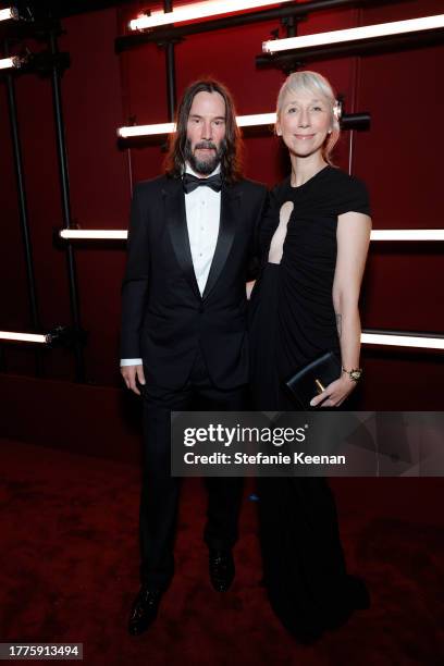 Keanu Reeves, wearing Gucci, and Alexandra Grant attend the 2023 LACMA Art+Film Gala, Presented By Gucci at Los Angeles County Museum of Art on...