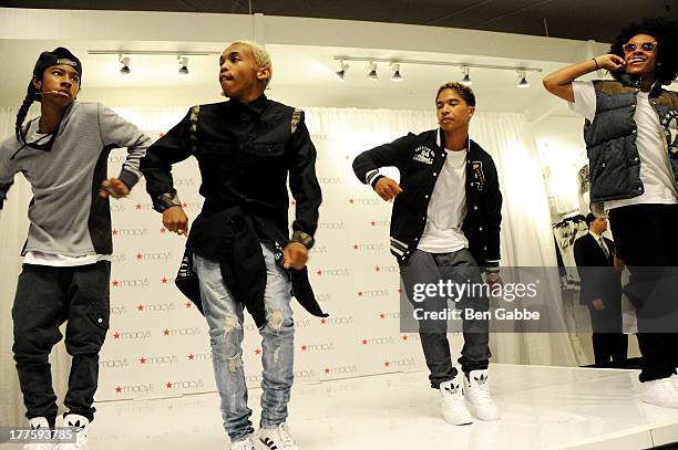 Ray Ray, Prodigy, Roc Royal and Princeton of Mindless Behavior perform at Macy's Downtown Brooklyn on August 24, 2013 in the Brooklyn borough of New...