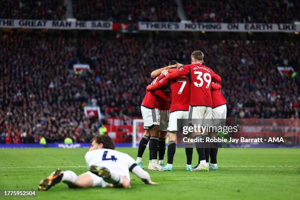 Victor Lindelof of Manchester United celebrates after scoring a goal to make it 1-0 during the Premier League match between Manchester United and...