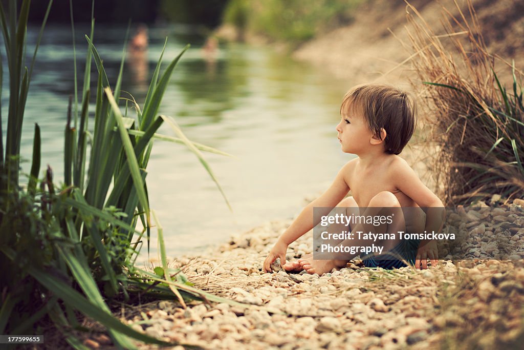 Boy on the lake