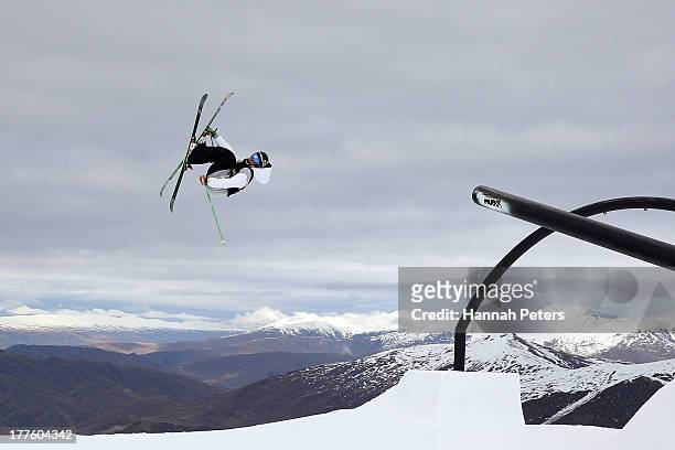 Mcrae Williams of the USA competes in the FIS Freestyle Ski Slopestyle World Cup Finals during day 11 of the Winter Games NZ at Cardrona Alpine...