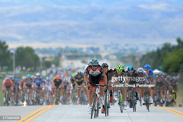 Jens Voigt of Germany riding for RadioShack Leopard Trek rides at the front of the peloton as he attempts to break away early in stage six of the...