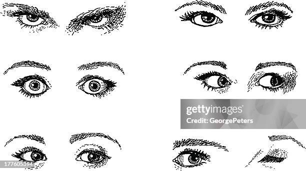 doodles. expressive eyes - eyes closed stock illustrations