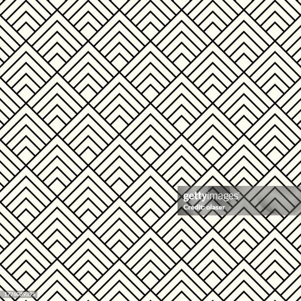 a symmetrical black and white pattern comprised of repeating geometric shapes, creating a seamless and visually engaging design. - diamond pattern seamless stock illustrations