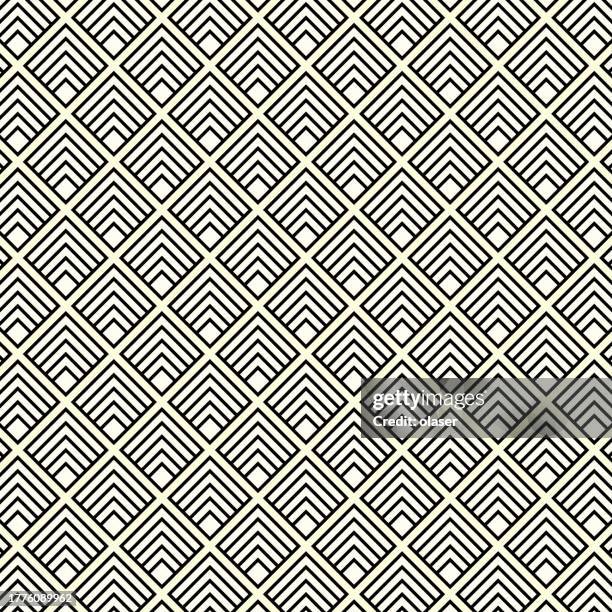 an elegant geometric pattern featuring a series of black lines creating a diamond and chevron motif over a beige background. - embellishment stock illustrations