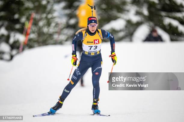 Lisa Vittozzi of Italy in action during the Women 7.5km Sprint at the Norwegian Biathlon Season Opening on November 11, 2023 in Sjusjoen, Norway.