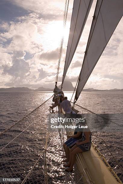 people on sailing cruise ship - bora bora stock pictures, royalty-free photos & images