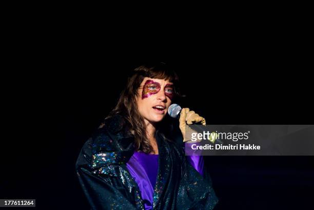 Karin Dreijer Andersson of The Knife performs on stage on Day 3 of Lowlands Festival 2013 at Evenemententerrein Walibi World on August 18, 2013 in...