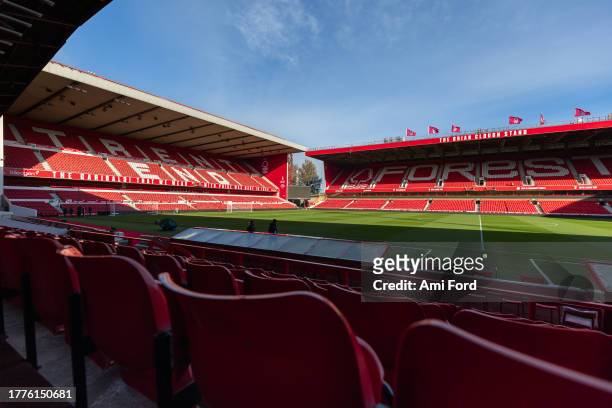 General view of the City Ground before the Premier League match between Nottingham Forest and Aston Villa at City Ground on November 05, 2023 in...