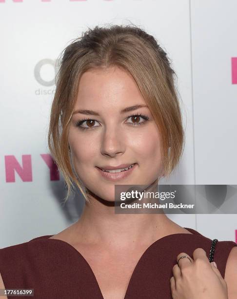 Actress Emily VanCamp attends the NYLON September Issue Party hosted by NYLON, ASOS and Emily VanCamp at The Redbury Hotel on August 24, 2013 in...