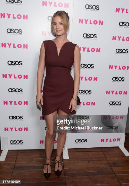 Actress Emily VanCamp attends the NYLON September Issue Party hosted by NYLON, ASOS and Emily VanCamp at The Redbury Hotel on August 24, 2013 in...
