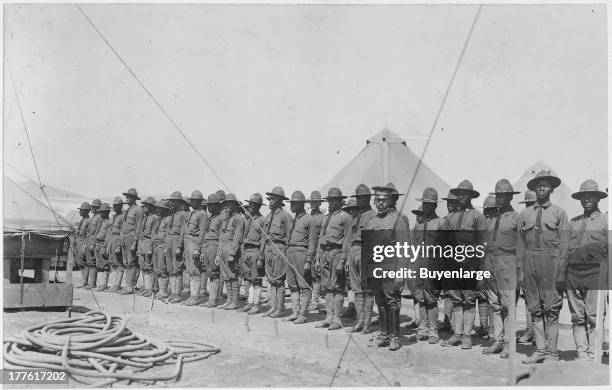 Company of African American troops that make up labor battalion, Governor's Island, New York. .