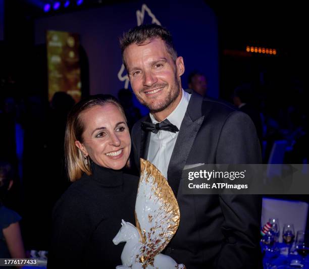 Jan Frodeno and his wife Emma Snowsill during the annual German Sports Media Ball at Alte Oper on November 4, 2023 in Frankfurt am Main, Germany.